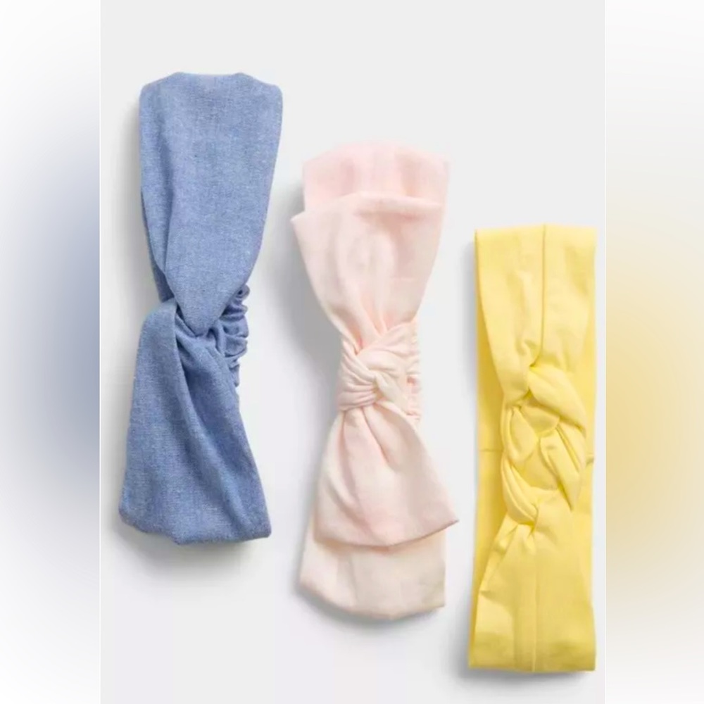 Baby GAP Organic Headband Set, Set of 3, Blue, Yellow, Pink, NEW
